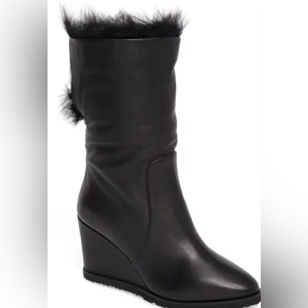Taryn Rose Black Winter Wedge Boots